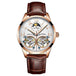 White - Rose Gold - Brown Leather