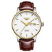White - Gold - Brown Leather