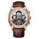 White - Rose Gold Brown Leather