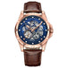 Blue - Rose Gold - Brown Leather