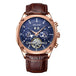 Blue - Rose Gold - Brown Leather