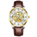 White - Gold - Brown Leather