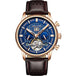 Blue - Rose Gold - Brown Leather